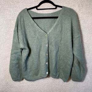 Vintage Italian Mohair Blend Green Cardigan French Girl Cottagecore Grandmacore